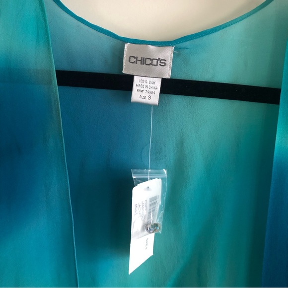 NWT Chico’s Women’s Silk Top Cover Kimono Size 3 (X-LARGE) - Picture 2 of 7